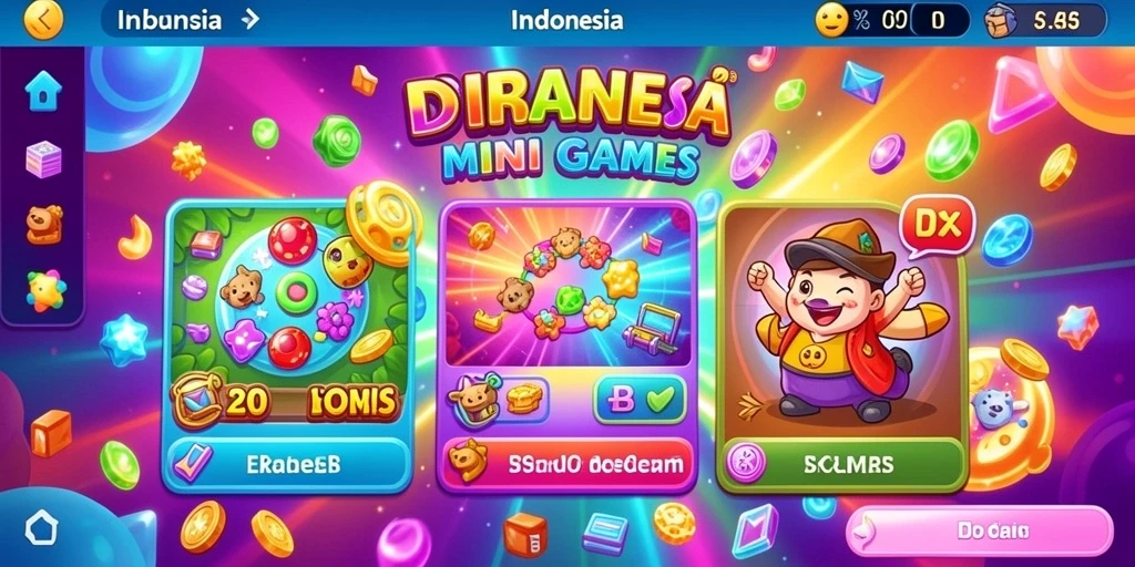 Tampilan utama yang menarik dengan pilihan permainan yang beragam.